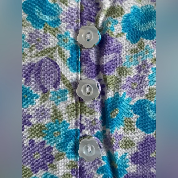 Vintage 90s Erika Purple Blue Floral Sweetheart Cottagecore Spring Maxi Dress - Picture 3 of 5